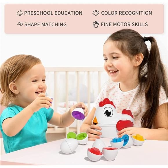 TEMI Toddler Chicken Easter Eggs Toys - Color Matching with 6 Toy Eggs for Kid - Picture 4 of 6